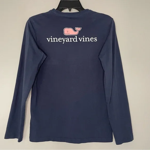 Vineyard Vines Navy Blue Long Sleeve Tee Size Medium 12-14 - Picture 2 of 8